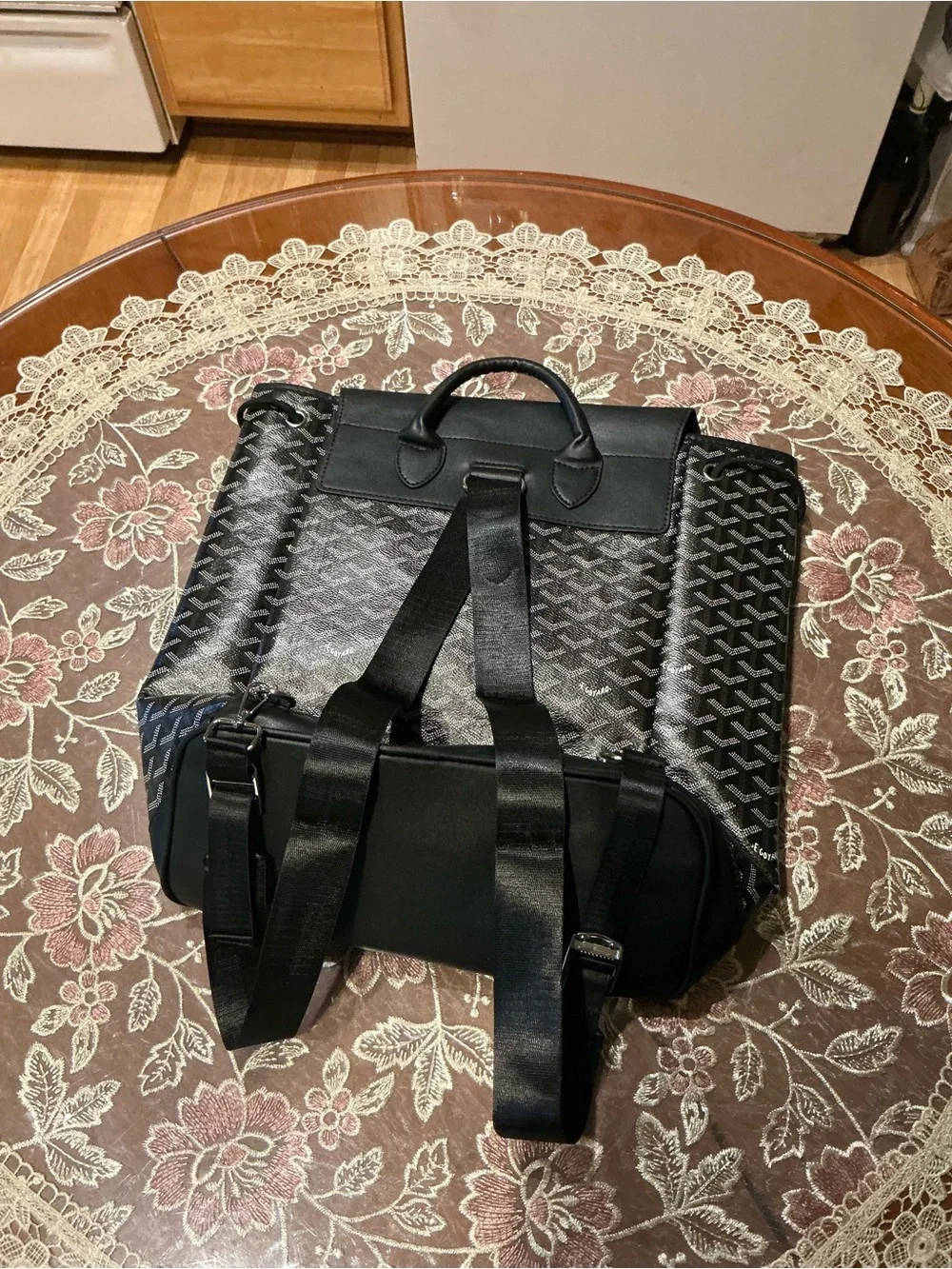 Goyard Black Leather Backpack Clip Strap